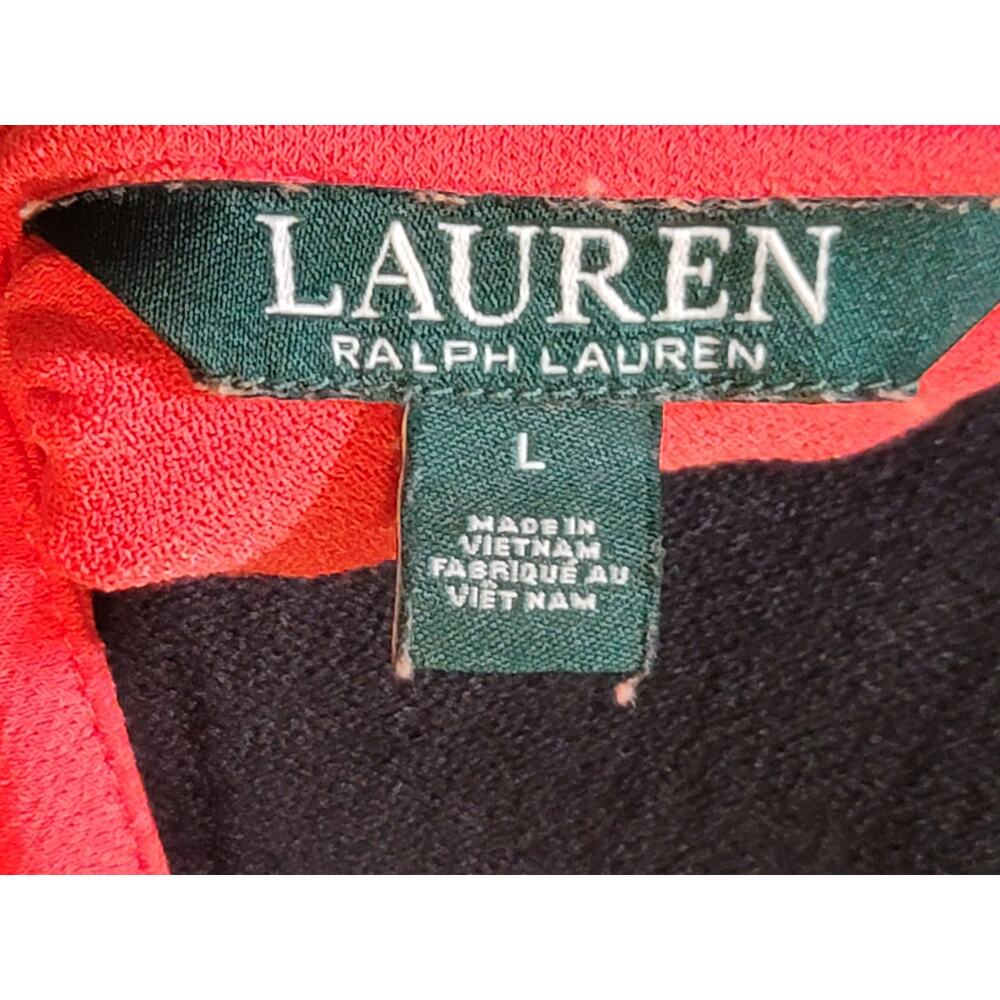 Lauren Ralph Lauren Tunic Blouse Women's Large Orange Crew Curved Hem Pullover - Picture 9 of 9